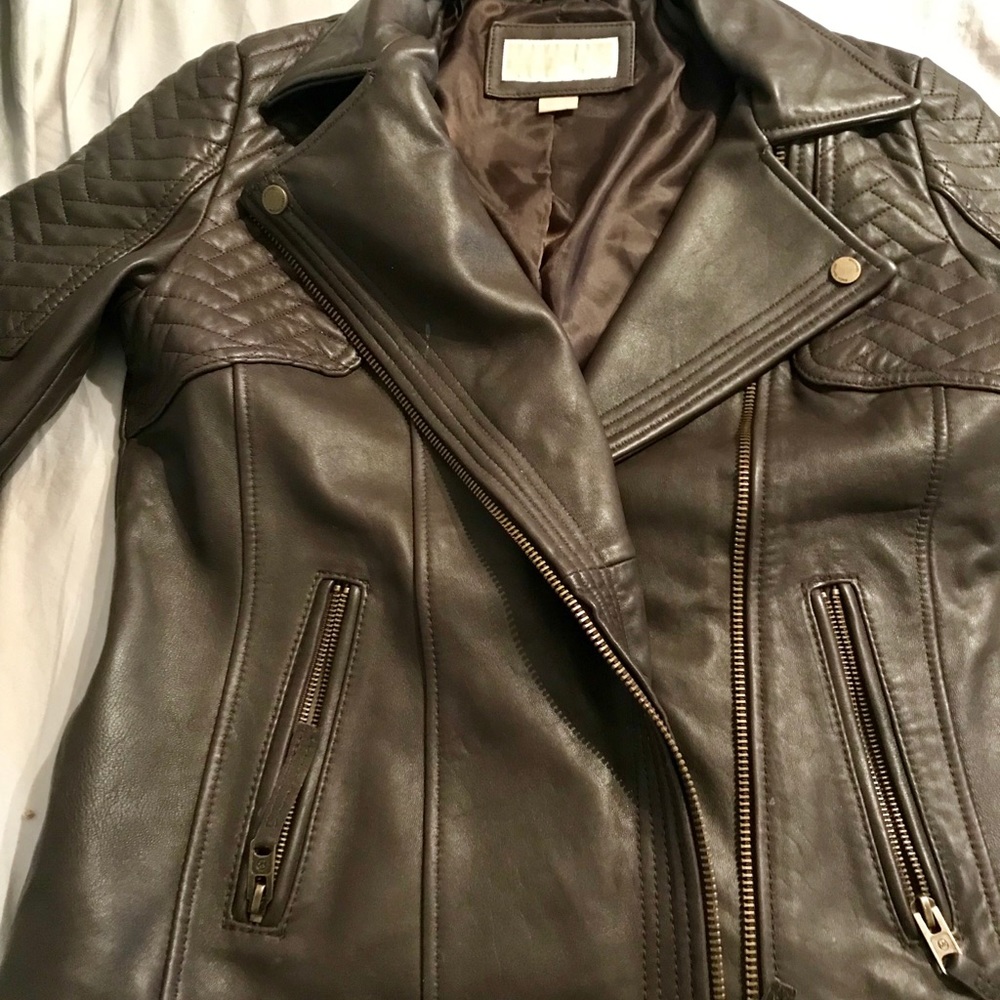 Brown Leather Moto Jacket